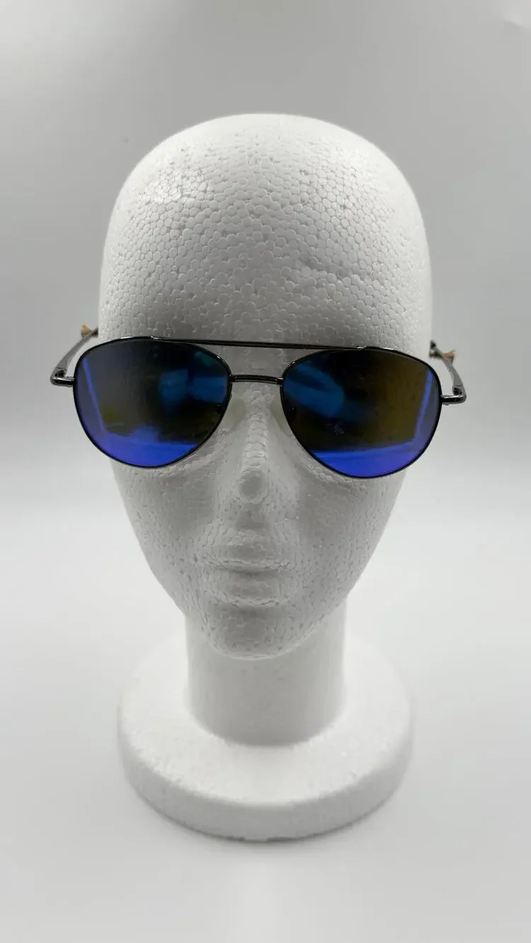 ZENNI Matte Black with Blue Mirror Aviator Sports Sunglasses